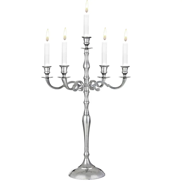 Candelabro de 5 brazos de 78cm de Aluminio plata