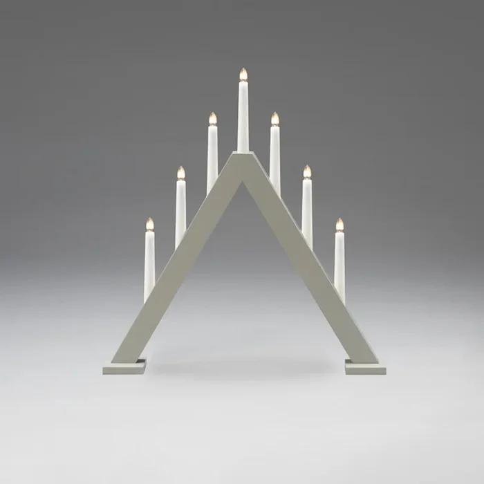Candelabro de madera, 7 luces, altura 50cm gris