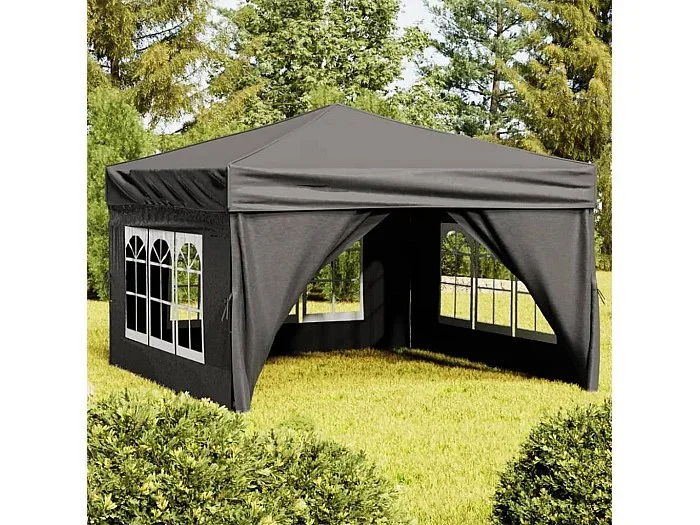 Carpa de fiesta plegable con paredes laterales antracita 3×3 m ES713260