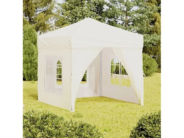 Carpa para fiestas plegable con paredes laterales crema 2×2 m ES731074