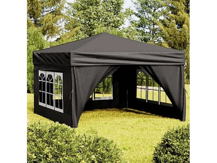 Carpa para fiestas plegable con paredes laterales negro 3×3 m ES226481