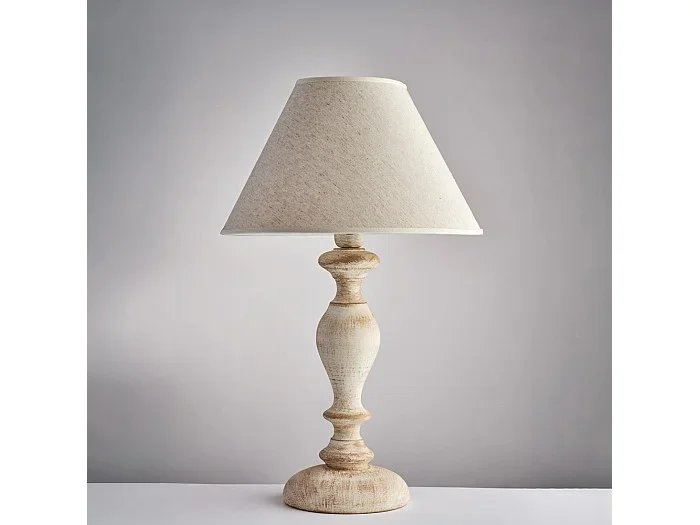 Cascina Lume en madera blanca y gris tórtola 1 luz con pantalla dm.35 H.57 Ø35 BL265-LM-BT