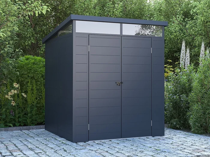 Caseta de jardín de resina gris antracita 3,65 m² con suelo – MINARO