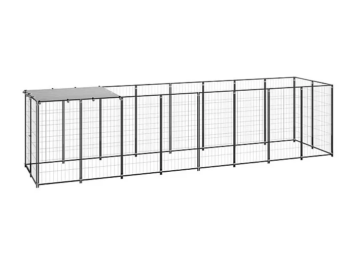 Caseta exterior para jaula, parque para animales y perros, 4,84 m², acero negro 02_0000532