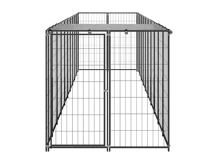 Caseta exterior para jaula, parque para animales y perros, 6,05 m², 110 cm, acero negro 02_0000546
