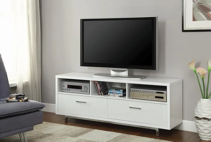 Casey White 2-Drawer Rectangular TV Console