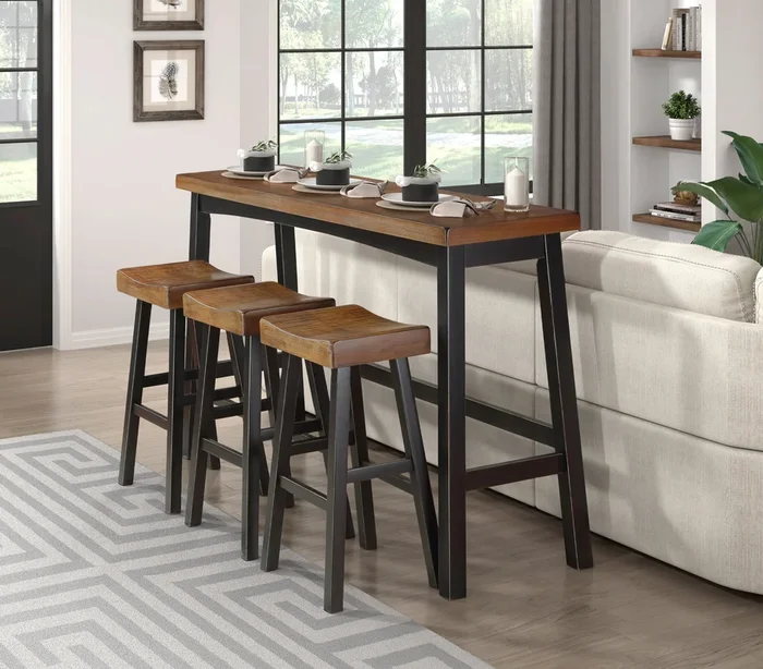 Caspian Black/Brown 4-Piece Pack Pub Height Set