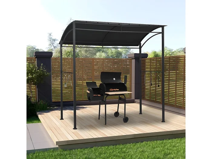 Cenador de barbacoa acero gris antracita 215x150x220 cm ES687258