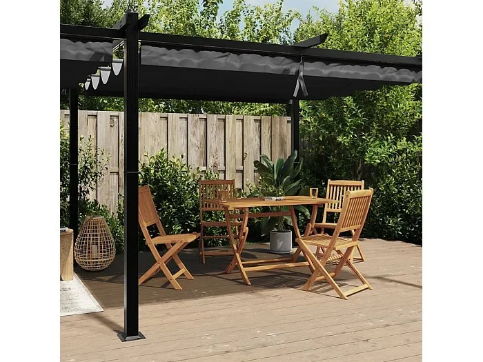 Cenador de jardín con techo retráctil aluminio antracita 3×6 m