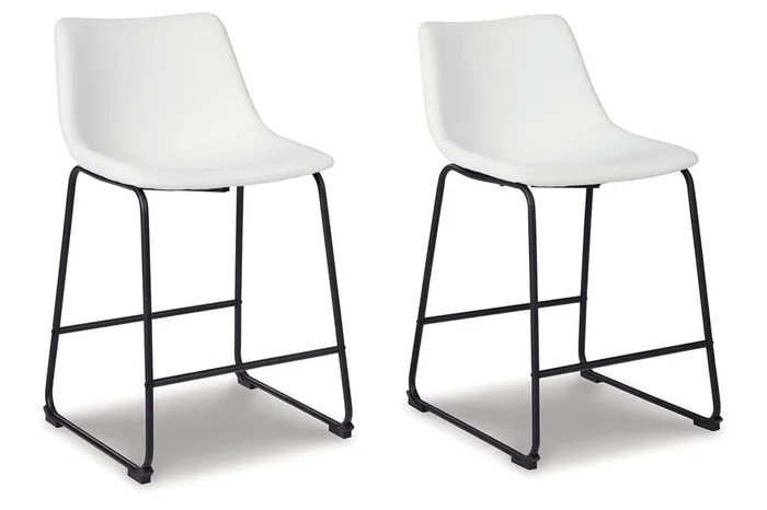 Centiar White Counter Height Barstool, Set of 2