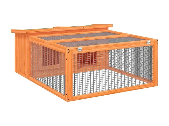 Cerys Conejera de madera maciza de pino marrón 117,5x97x47,5 cm