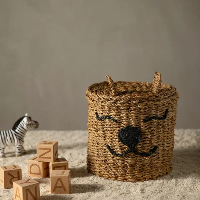 Cesto fibras natural Mikky Marrón – Kenay Home