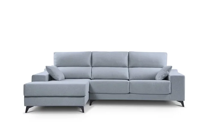 Chaise longue M con arcón NOELIA derecha 4 plazas azul claro