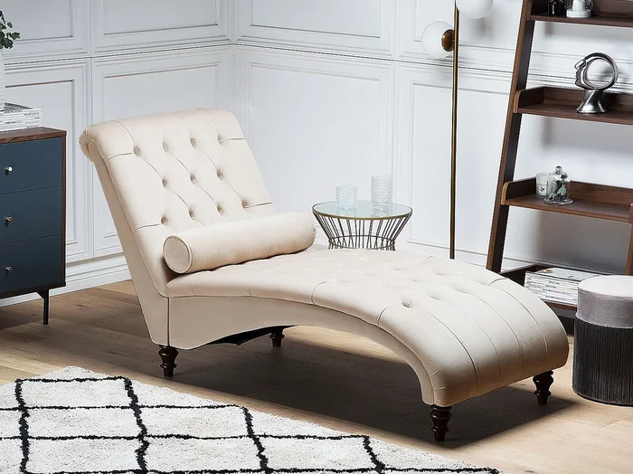 Chaise longue MURET Terciopelo Beige