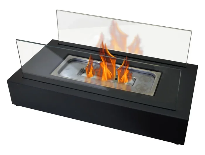 Chimenea de etanol de sobremesa con dos pantallas de cristal templado