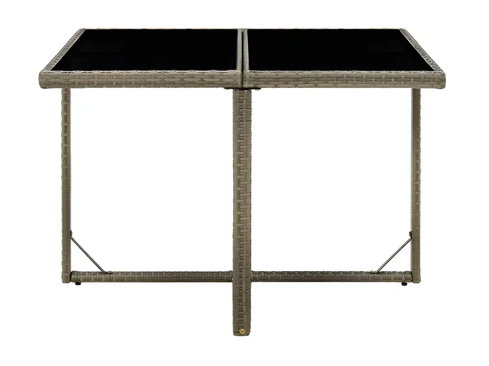 Cihangir Mesa de jardín ratán sintético y vidrio gris 109x107x74 cm