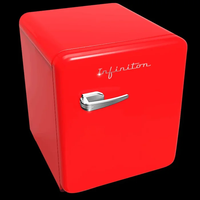CL-V48 Frigoríico 1 Puerta Rojo Vintage 49,3 X 44,8 X 54,3 Cm, Clásificación Energética A+ (f), Capacidad Total Neta 46 L- Infiniton