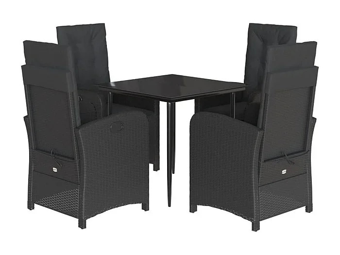 Claggan Set de muebles jardín 5 pzas con cojines ratán sintético negro