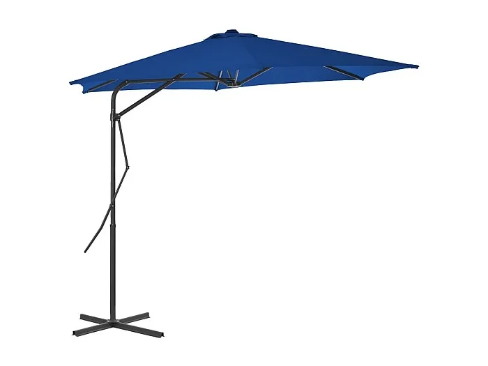 Clongullane Sombrilla de jardín con palo de acero azul 300×230 cm