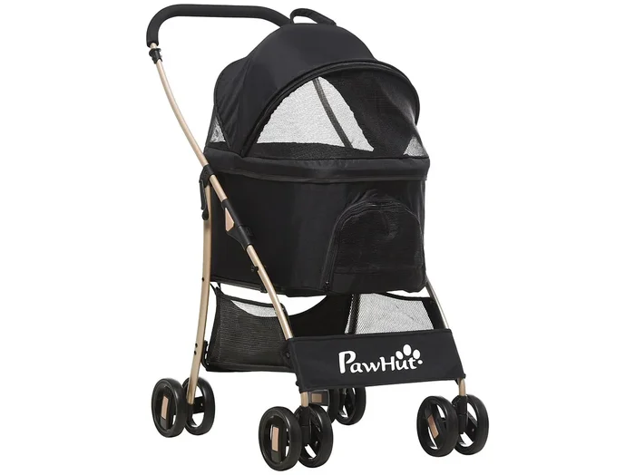 Cochecito para mascotas negro 82×49.5×98 cm PawHut