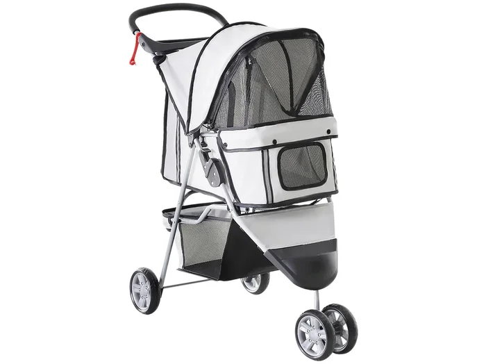 Cochecito para perro y gato gris 75x45x97 cm PawHut