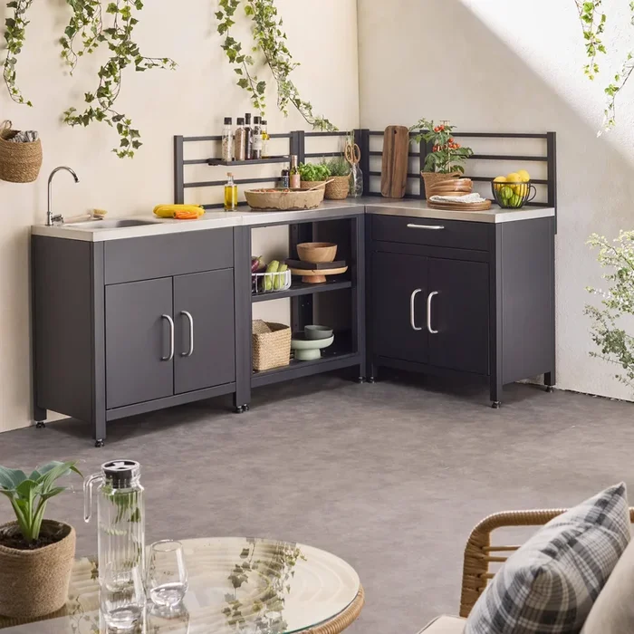 Cocina exterior de acero con 4 módulos