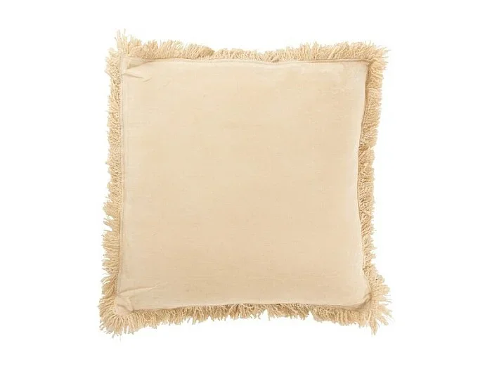 Cojín cuadrado con flecos de algodón beige de 50x50cm