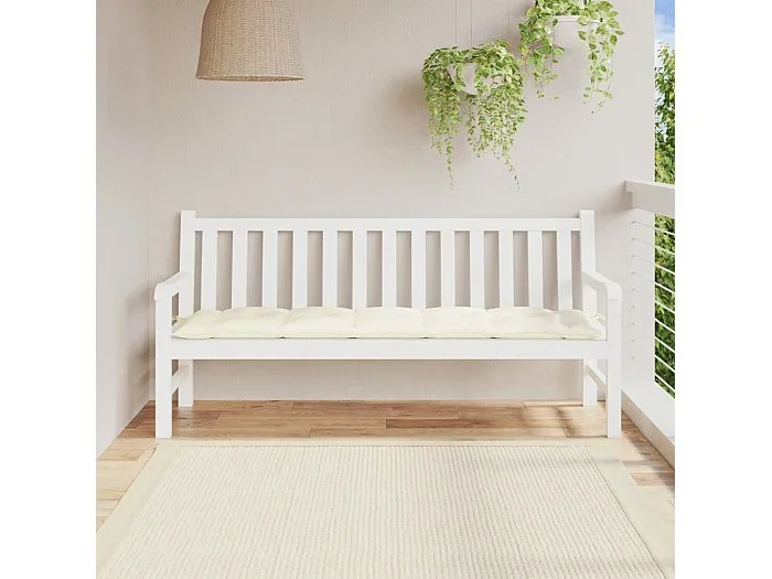 Cojín de banco de jardín tela Oxford blanco crema 180x50x7 cm