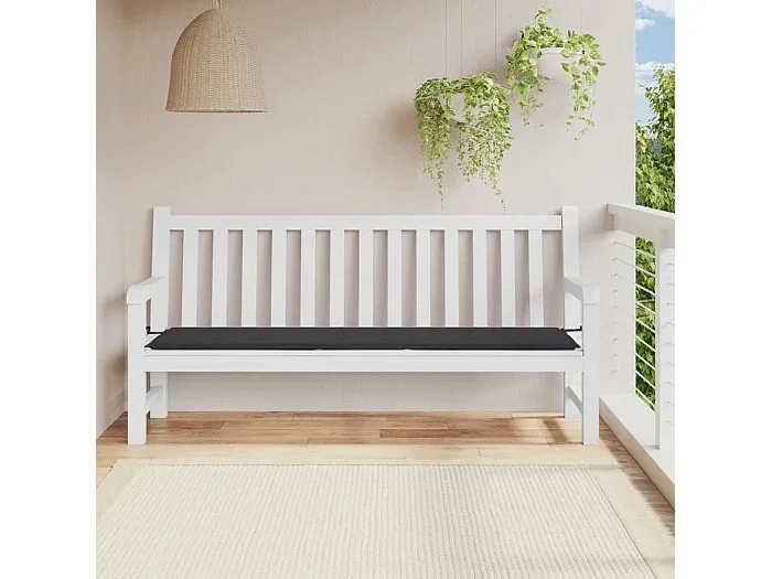 Cojín de banco de jardín tela Oxford negro 200x50x3 cm ES718142
