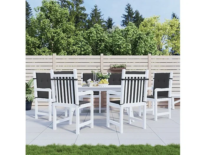 Cojín de silla de jardín respaldo bajo 6 uds tela Oxford negro ES898741