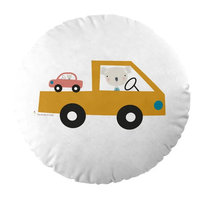 COJIN REDONDO CON RELLENO COCHES 40 CM DIAMETRO