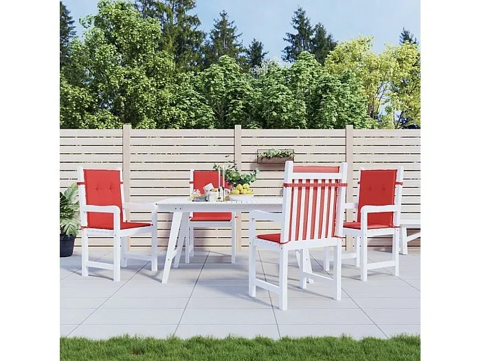 Cojín silla jardín respaldo bajo 4 uds tela Oxford rojo ES619926