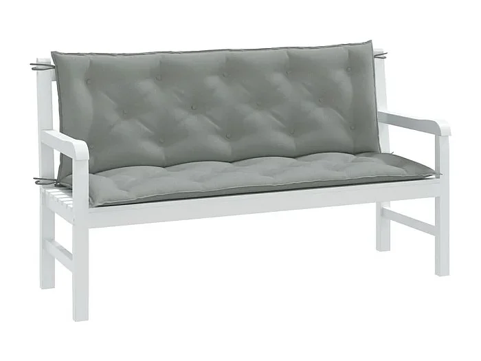 Cojines banco jardín 2 uds tela gris claro melange 150x50x7 cm