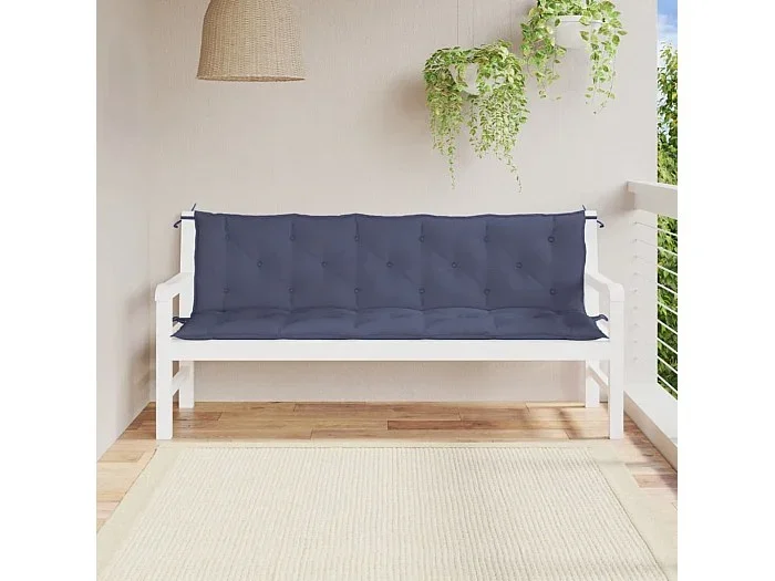 Cojines banco jardín 2 unidades tela Oxford azul marino 180x50x7 cm