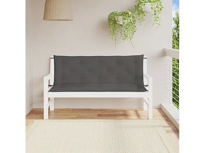 Cojines de banco de jardín 2 uds antracita 150x50x7 cm