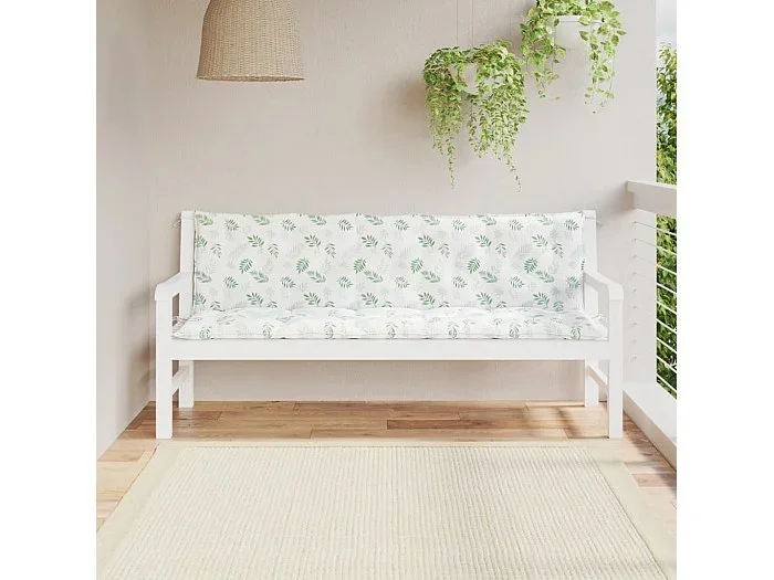 Cojines de banco de jardín 2 uds tela Oxford estampado de hojas ES257544