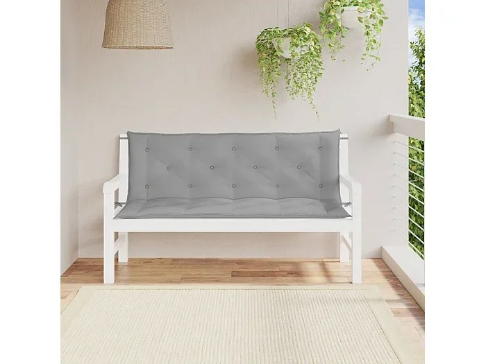 Cojines de banco de jardín 2 uds tela Oxford gris 150x50x7 cm ES733584