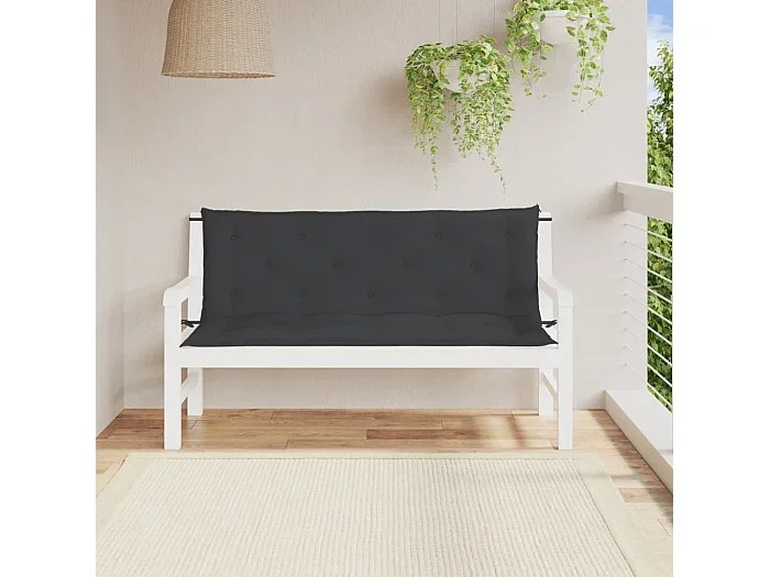 Cojines de banco de jardín 2 uds tela Oxford negro 150x50x7 cm