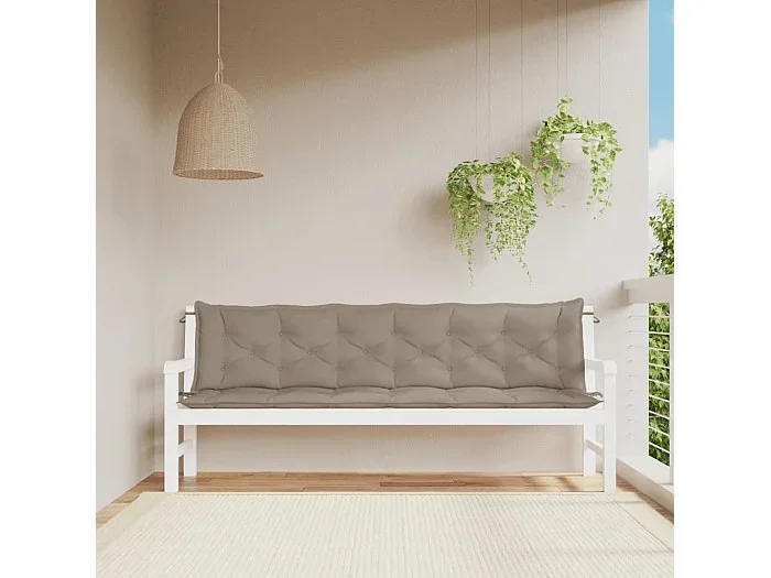 Cojines de banco de jardín 2 uds tela Oxford taupé 200x50x7 cm ES235189