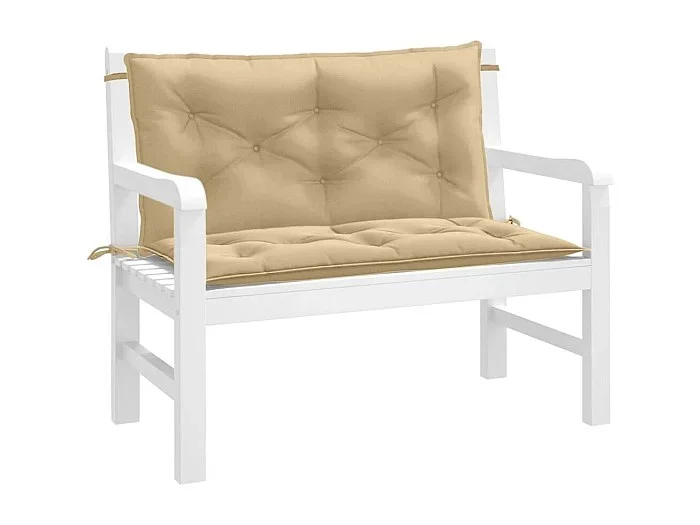 Cojines para banco jardín 2 uds tela beige melange 100x50x7 cm