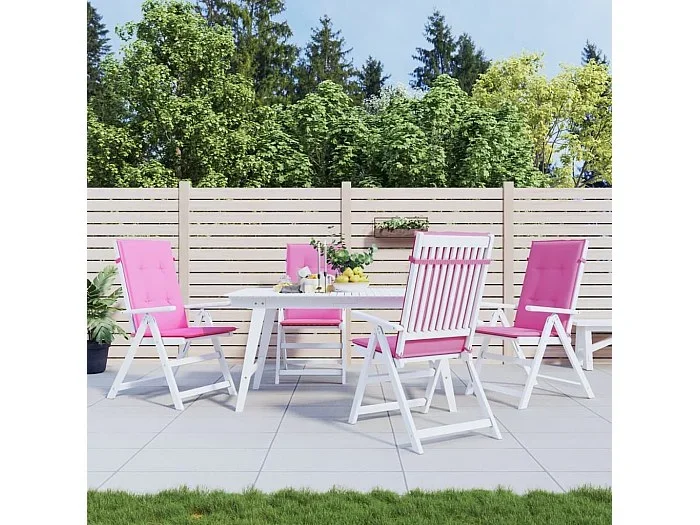 Cojines para sillas con respaldo alto 4 uds tela rosa ES694874