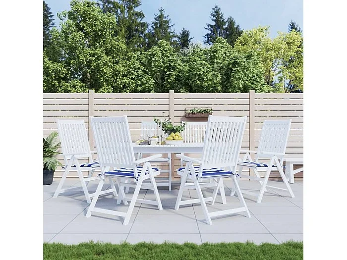 Cojines silla jardín 6 uds tela a rayas azul y blanco 40x40x3cm ES131001