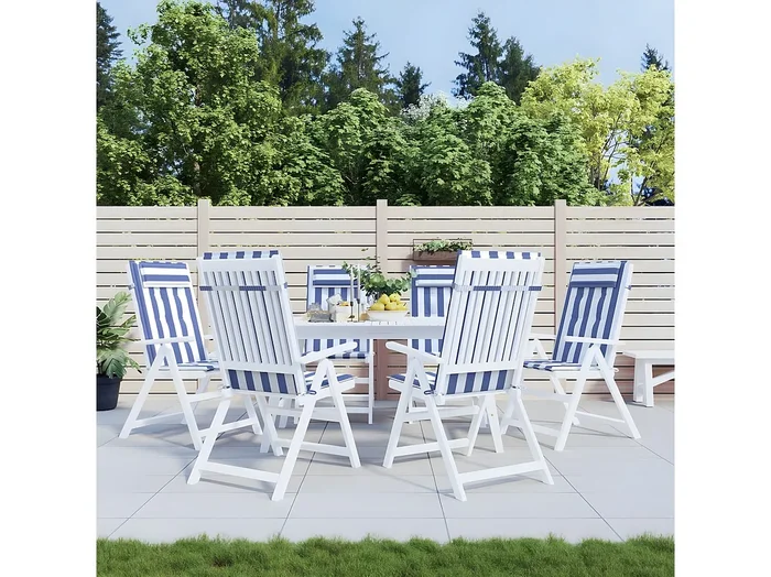 Cojines silla respaldo alto 6 uds tela Oxford rayas azul blanco ES219493