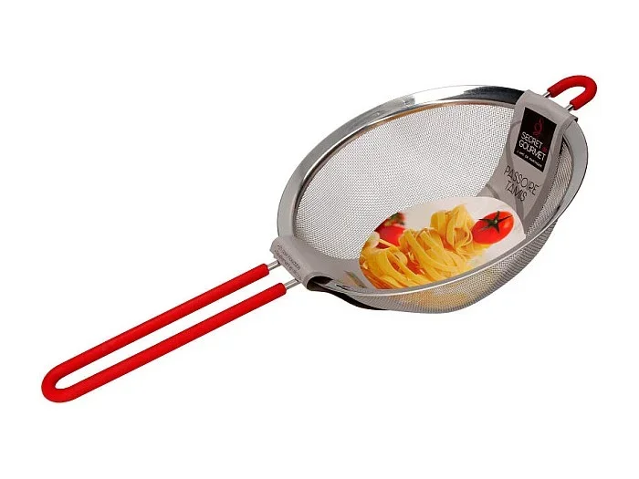 Colador y Tamiz de Acero Inoxidable «2 en 1» 20cm Gris con Mango de Silicona
