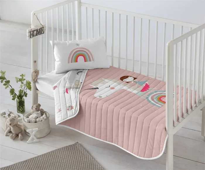 COLCHA BOUTI REVERSIBLE UNICORN PINK 110×130 CM