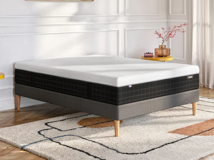 Colchón híbrido 160 x 200 cm ignífugo de muelles ensacados de 9 zonas con espuma con memoria de forma y látex de 28 cm – SLOMAS de YSMÉE