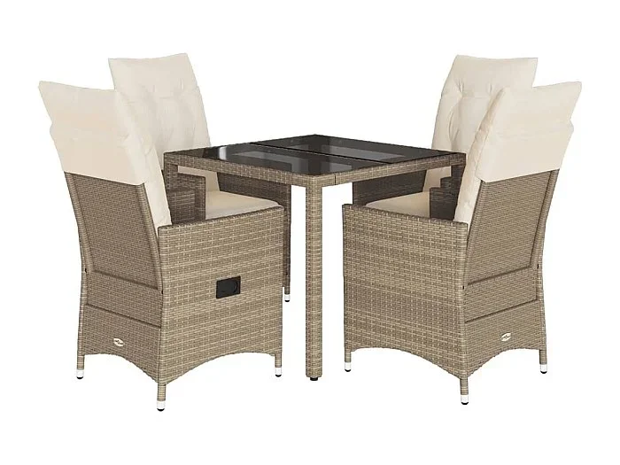 Colonial Pine Hills Set comedor de jardín 5 pzas con cojines ratán sintético beige