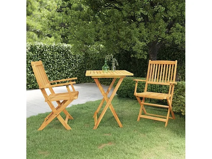 Comedor de jardín plegable 3 piezas madera maciza de acacia ES235789