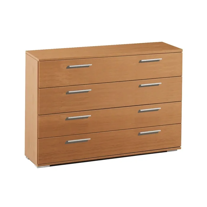 Cómoda Ancha Clásica En Color Cerezo 4 Cajones 102x82x41 cm Para Dormitorio