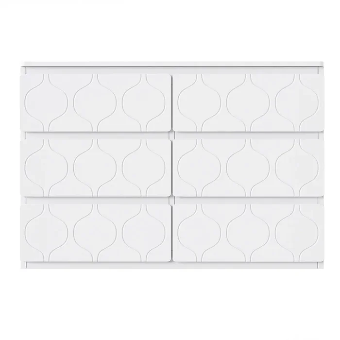 Cómoda moderna con diseño ondulado – con 6 cajones – frentes lacados – Blanco